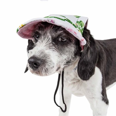 Pet Life HT2FLLG Botanic Bark Floral UV Protectant Adjustable Fashion Dog Hat - Floral; Large